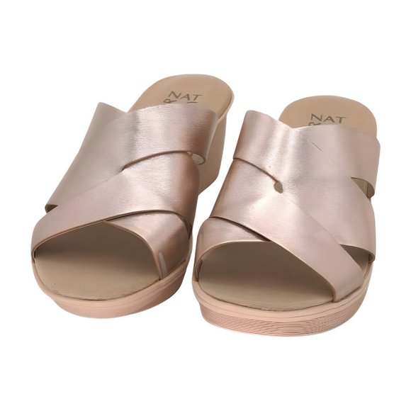 Naturalizer Womens Rowena Wedge Sandal, Warm Silver, Size 8 - Picture 5 of 8